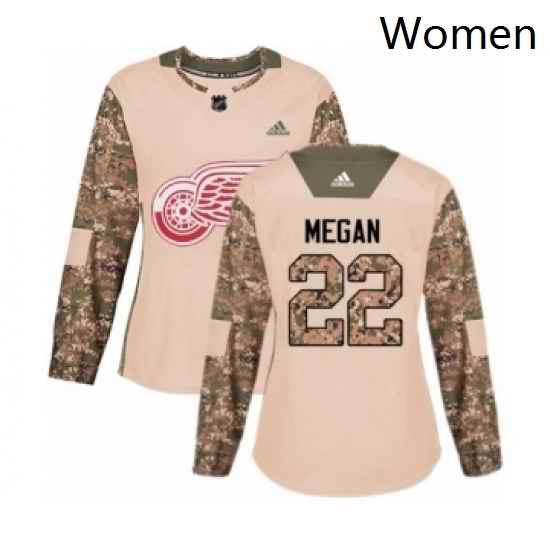 Womens Adidas Detroit Red Wings 22 Wade Megan Authentic Camo Veterans Day Practice NHL Jersey